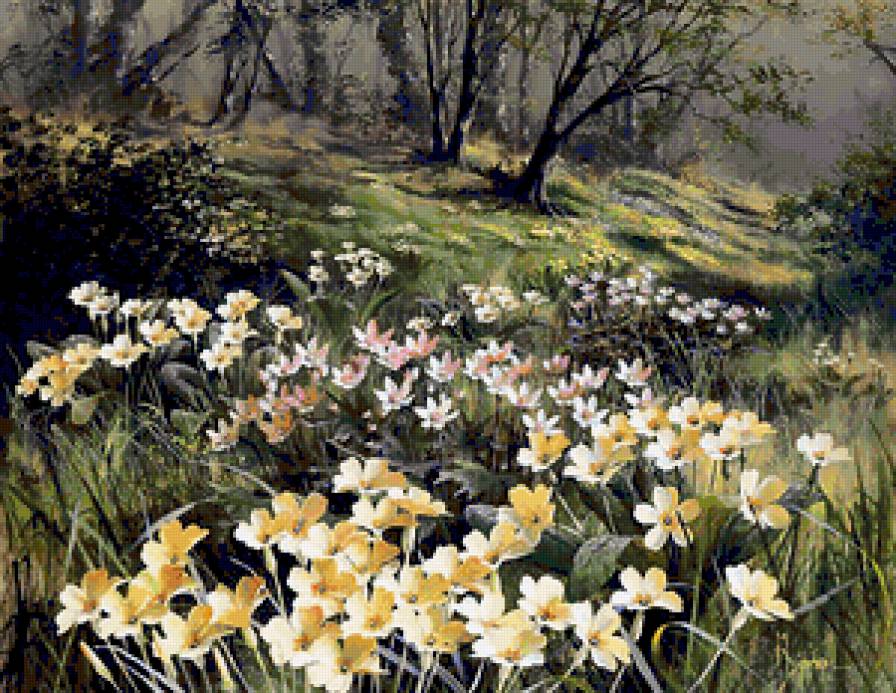 Пейзаж с цветами. - цветы, пейзажи мери дипналь, природа - предпросмотр