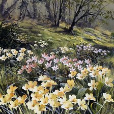 Схема вышивки «Пейзаж с цветами.»