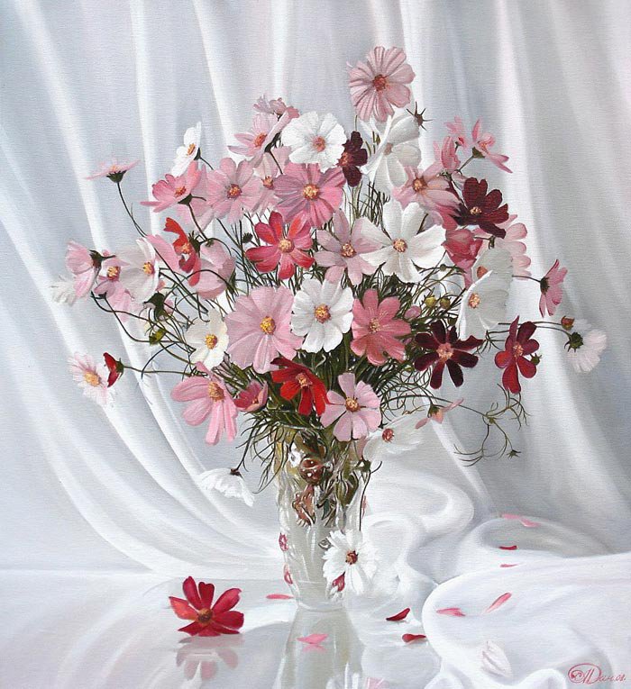 Букет космей. - натюрморт, букет, космеи, цветы - оригинал