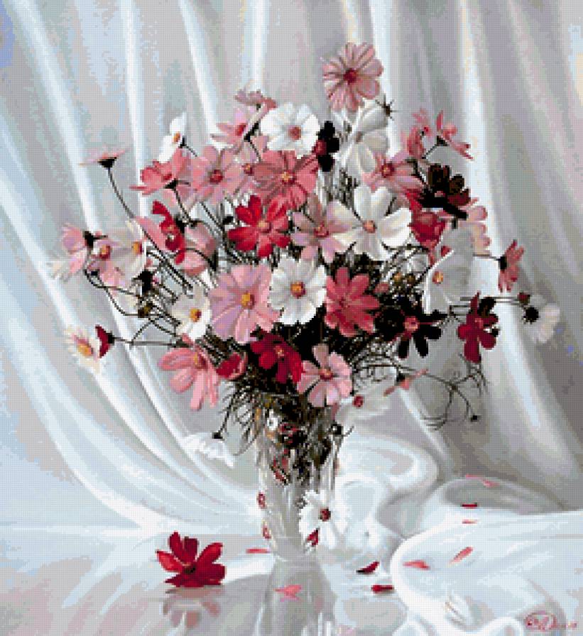 Букет космей. - натюрморт, букет, космеи, цветы - предпросмотр