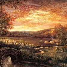 Схема вышивки «Жезефина Уолл "Пейзаж на закате"(больш)»