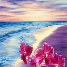 Схема вышивки «орхидеи на закате»