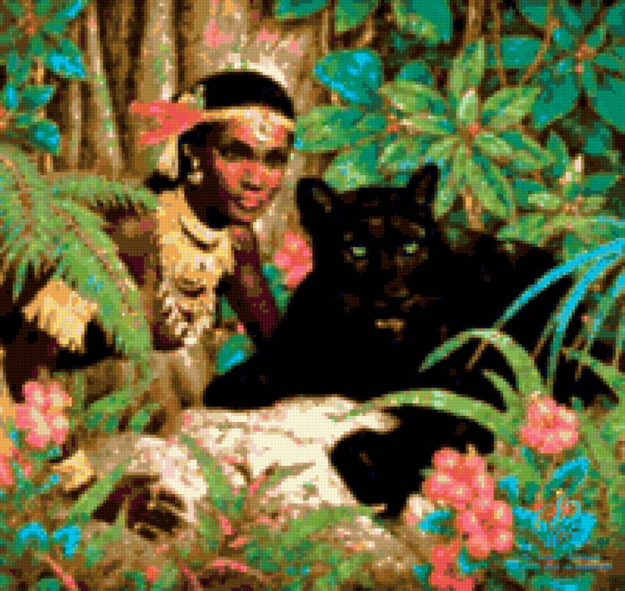 Пантера - девушки, животные - предпросмотр