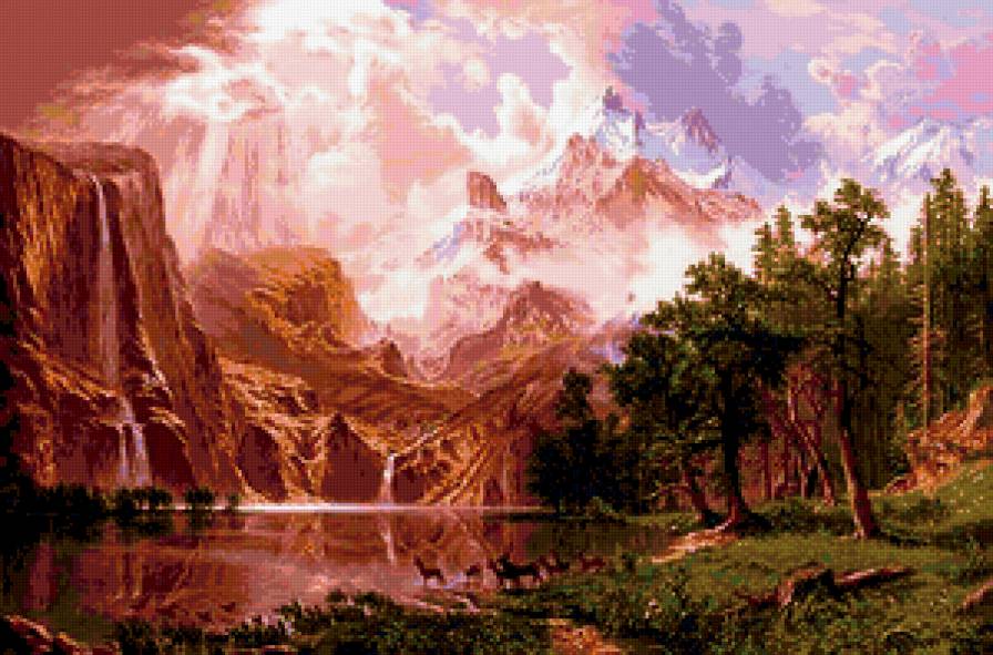 лучший пейзаж - олени, горы, пейзаж - предпросмотр