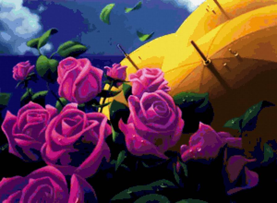 розы и зонтики - цветы, розы, цветок - предпросмотр