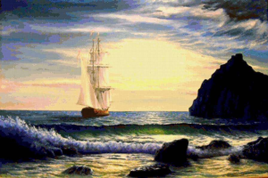 морской пейзаж - море, природа, пейзаж, корабли - предпросмотр