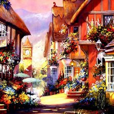 Схема вышивки «цветочная улица»