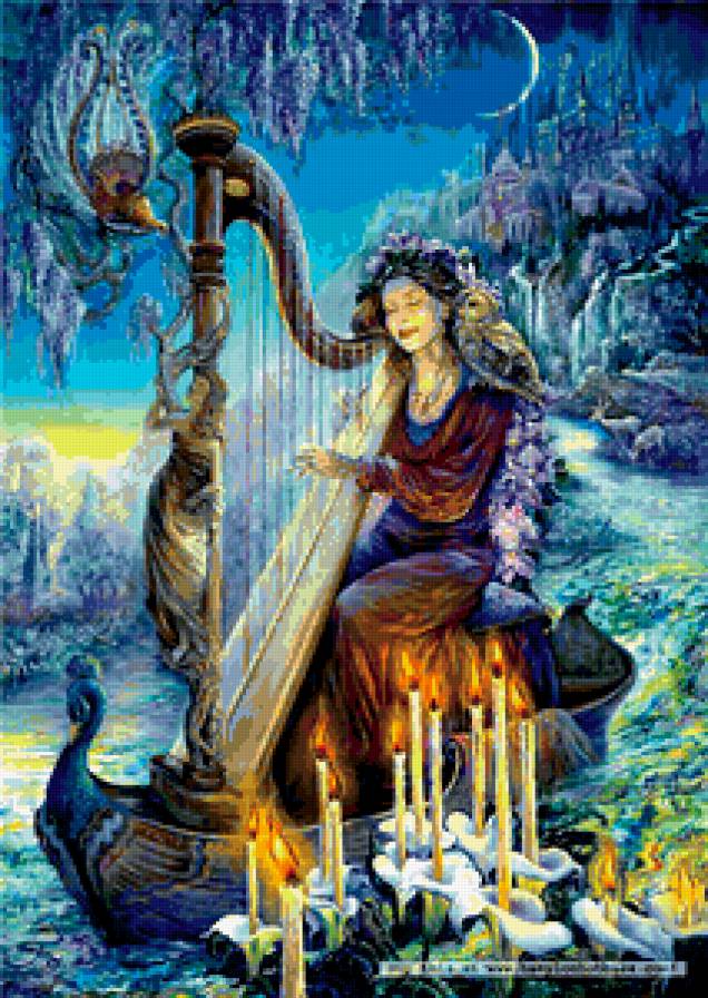 Жезефина Уолл  "Арфистка" - жезефина уолл, репродукция - предпросмотр