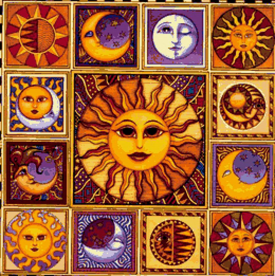 месяц  и солнце (подушка) - красота - предпросмотр