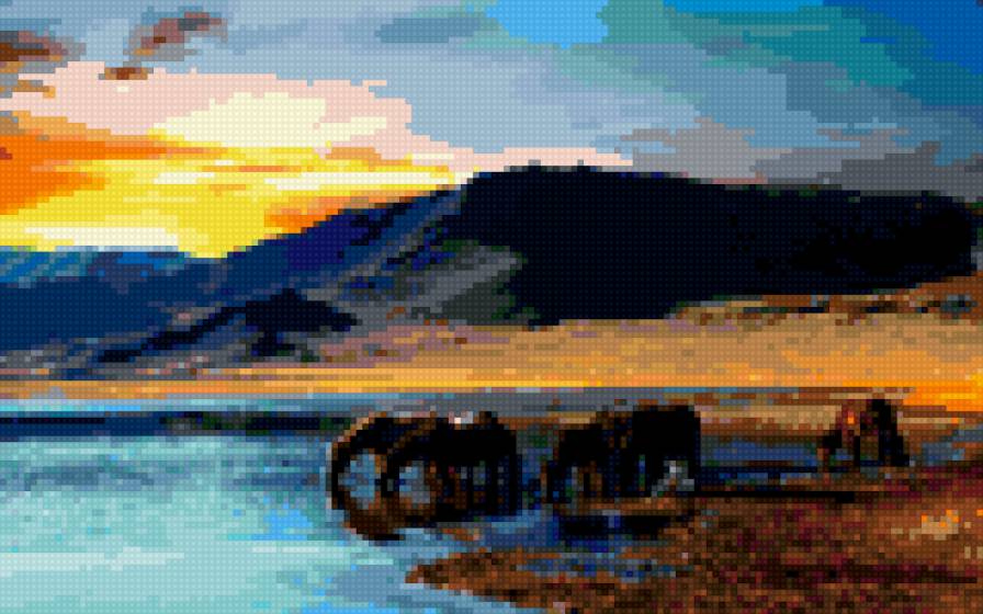 Лошадки - лошади, лошадь, кони, пейзаж - предпросмотр