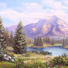 Схема вышивки «горный пейзаж»