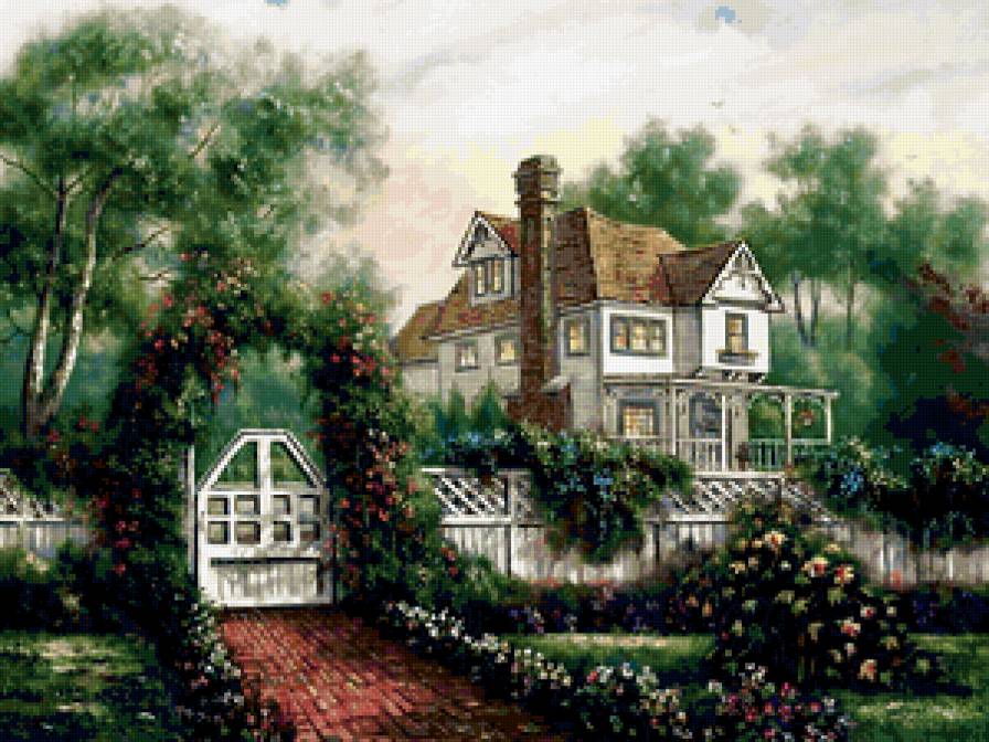 загородная усадьба - лето, природа, деревья, дом - предпросмотр