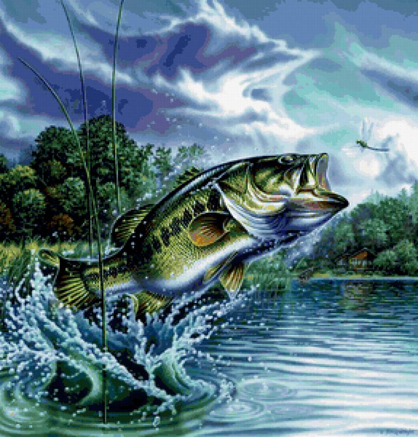 рыба - речка, весна, срекоза, окунь, природа - предпросмотр