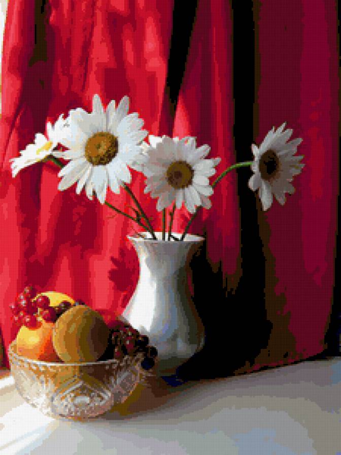 №347756 - натюрморт, цветы, букет, ромашки - предпросмотр