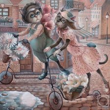 Схема вышивки «Коты на самокатах»