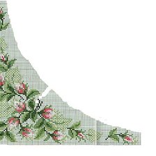 Схема вышивки «Розы на уголок рушника или полотенца.»