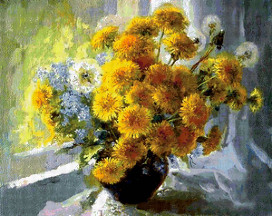 Картина Екатерины Калиновской 7 - букет. одуванчики, картина, живопись, цветы - предпросмотр