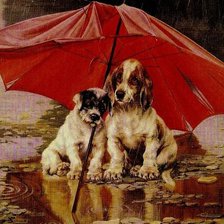 Схема вышивки «Щенки под зонтом»