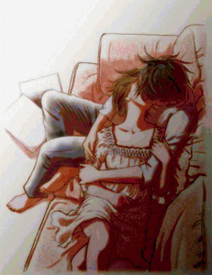 поцелуй на диване - пара, поцелуй - предпросмотр