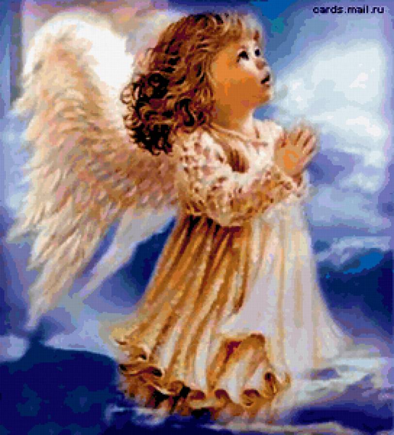 молитва - девочка, дети, живопись, ангел, портрет - предпросмотр