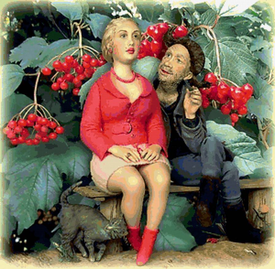 Парочка на лавочке - предпросмотр