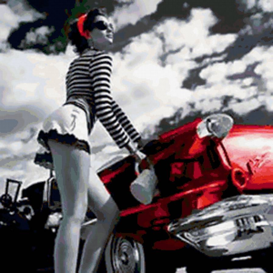 Ретро машина - машина, девушка - предпросмотр