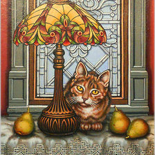 Схема вышивки «натюрморт с котом»