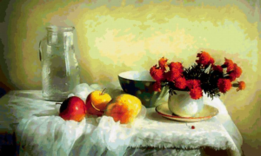 №349731 - букет, фрукты, натюрморт, цветы - предпросмотр