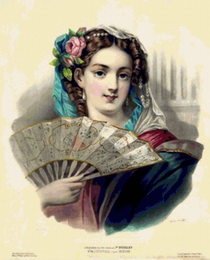 Девушка с веером - девушки, портрет, девушки жозефины дюколле - предпросмотр