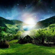 Схема вышивки «домик в горах»