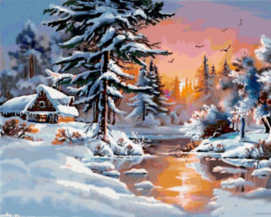 в снегах - дом, зима, снег. сосна - предпросмотр