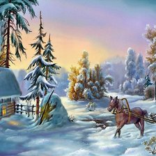 Схема вышивки «Крестьянин зимой»