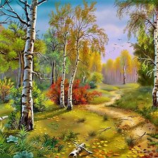 Схема вышивки «Осенняя роща»