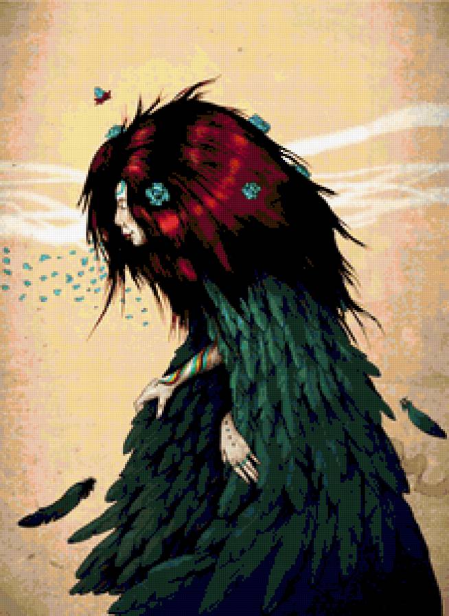 Шаманские мативы - шаман, перья - предпросмотр