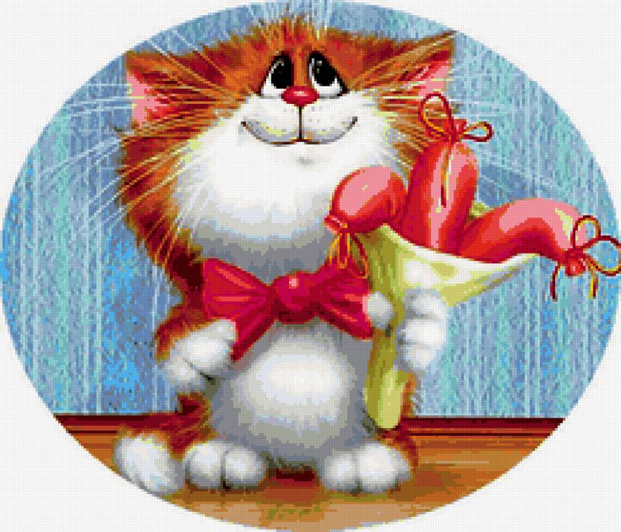 В гости с подарком! - сосиски, киска, подарок - предпросмотр