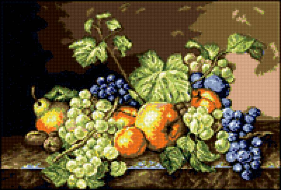 Осеннее изобилие - дары, виноград, натюрморт, фрукты - предпросмотр