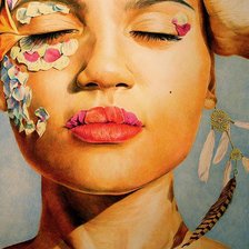 Схема вышивки «Девушка с пером»