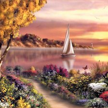 Схема вышивки «Одинокий парус»