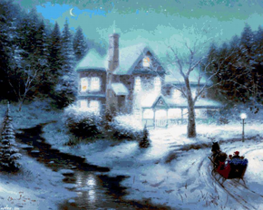 Усадьба - усадьба, сани, лошадь, зима - предпросмотр