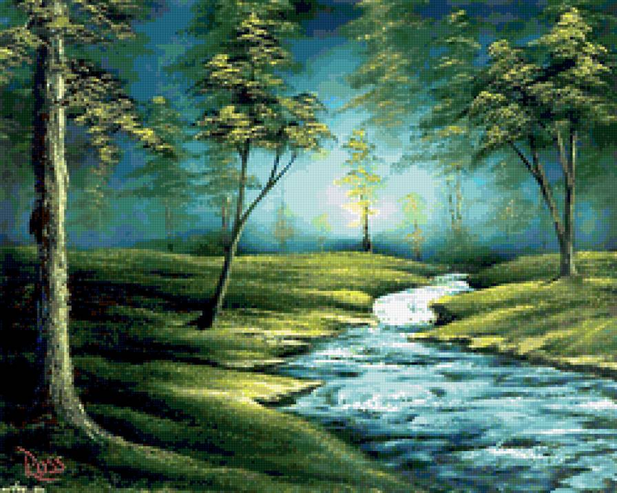 Ручей - ручей, лес, зелень - предпросмотр