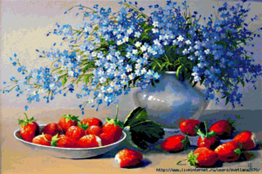 Незабудки и клубника - предпросмотр