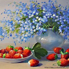 Незабудки и клубника