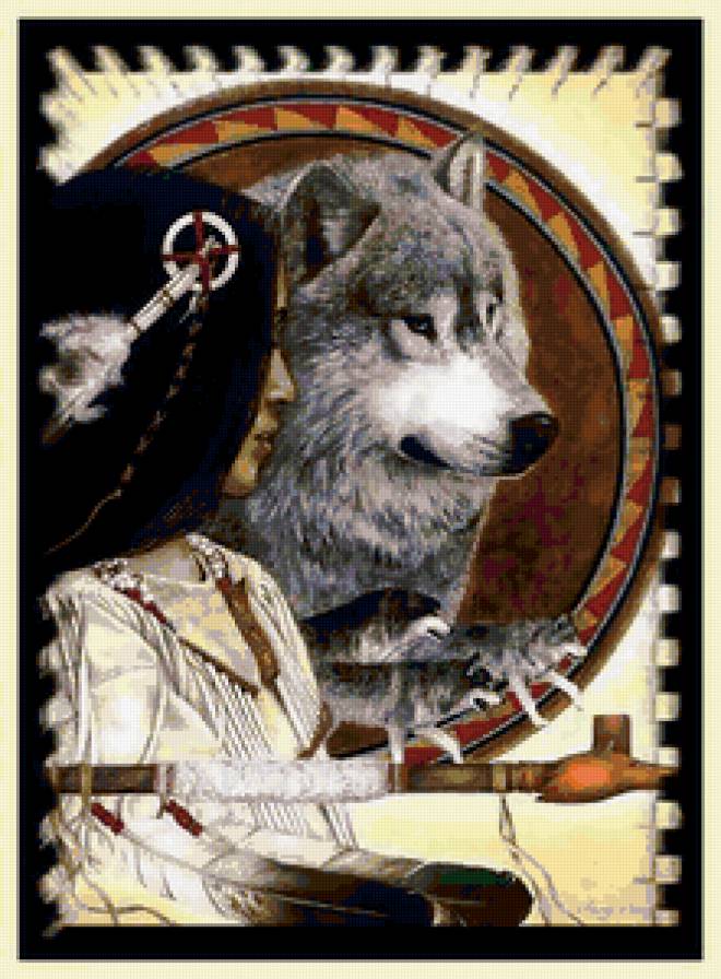 Девушка с волком - портрет, картина, животные, девушка, женские образы, волк - предпросмотр