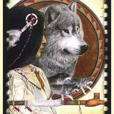 Схема вышивки «Девушка с волком»