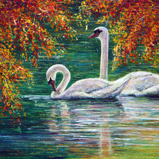 Схема вышивки «лебеди»