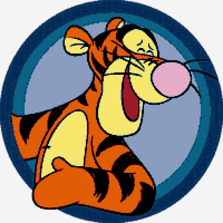 Мультяшная Тигра - вышивка, мультяшные герои, детский мотив - предпросмотр