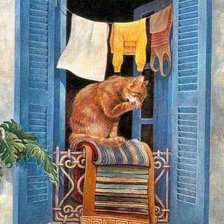 Схема вышивки «Кошка у окошка...»