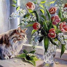 Схема вышивки «Кошка у окошка...»