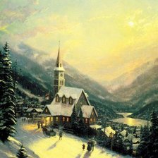 Деревня в лунном свете