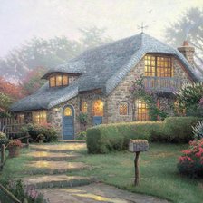 Схема вышивки «Дом среди сирени (Сиреневый дом)»